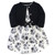 Touched By Nature Girl Toddler Organic Dress and Cardigan, Black Floral