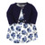 Touched By Nature Girl Organic Cotton Dress and Cardigan, Navy Floral