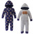 Hudson Baby Boy Fleece Union Suits 2-Pack, Football