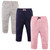 Luvable Friends Girl Cotton Tapered Ankle Pants, Light Pink/Navy