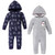 Hudson Baby Boy and Girl Fleece Jumpsuits 2pk, Navy Snowman