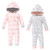 Hudson Baby Fleece Jumpsuits, Coveralls, and Playsuits, Gray Pink Snowflake Baby