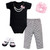 Little Treasure Boxed Gift Set 4-Piece, Black/Pink Pearls, 0-6 Months