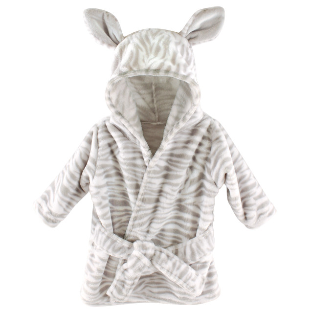 Babyhug Three Fourth Sleeve Bathrobe With Hood And Embroidery - Blue