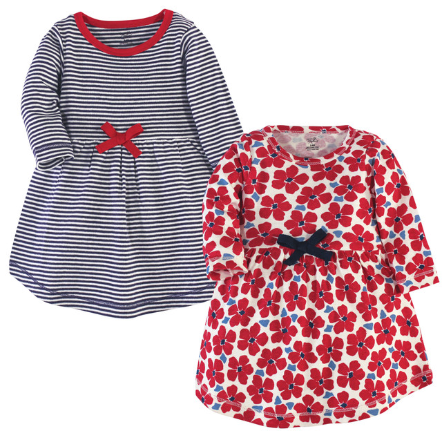 Touched By Nature Organic Cotton Dress, 2Pack, Flower Baby and Toddler Clothes, Accessories