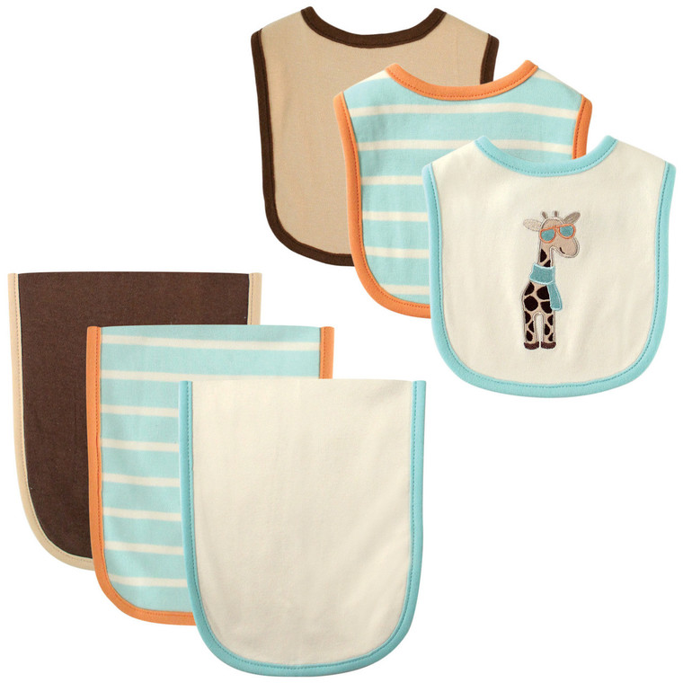Hudson Baby Bib And Burp Cloth 6 Piece Set Giraffe Baby And