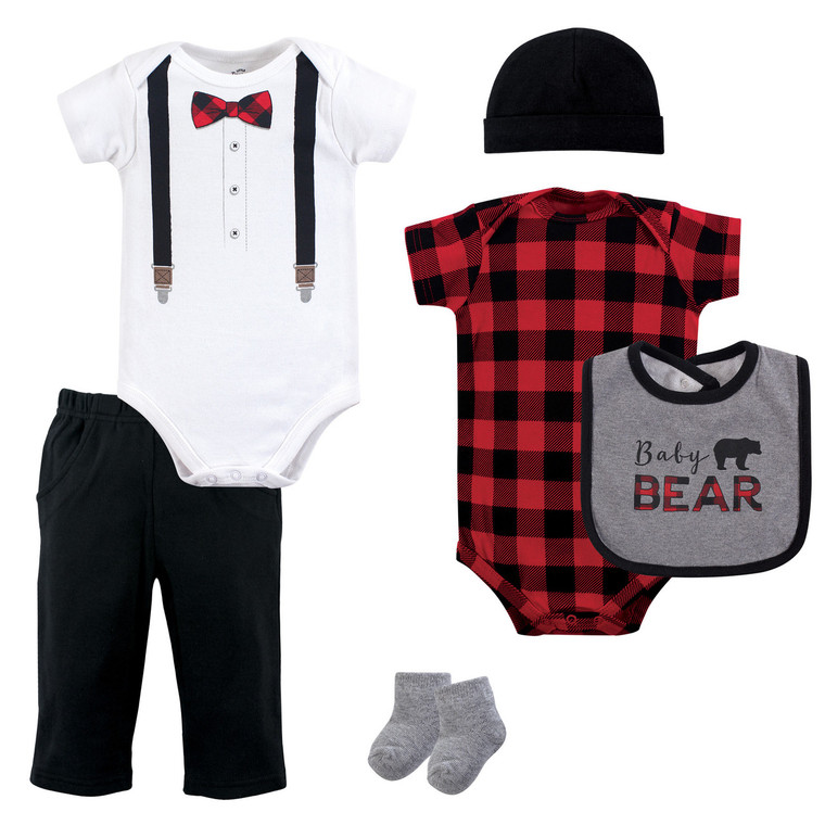 Little Treasure 6 Piece Clothing Set Lumberjack Bow Tie Baby And