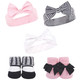 Hudson Baby Headband and Socks Set, Houndstooth, 0-9 Months