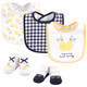 Hudson Baby Cotton Bib and Sock Set, Easy Peasy, One Size