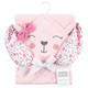 Hudson Baby Cotton Animal Face Hooded Towel, Floral Bunny