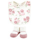 Hudson Baby Infant Girl Cotton Bib and Sock Set, Mom Dad Floral, 0-9 Months