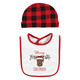 Hudson Baby Cotton Bib and Headband or Caps Set, Christmoose