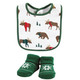 Hudson Baby Cotton Bib and Sock Set, Moose Be Christmas