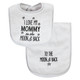 Hudson Baby Cotton Terry Bib and Burp Cloth Set, Mom Dad Moon And Back