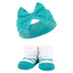 Hudson Baby Infant Girls Headband and Socks Giftset, Teal Coral