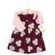 Hudson Baby Cotton Dress and Cardigan Set, Burgundy Floral