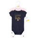 Hudson Baby Infant Girl Cotton Bodysuit and Pant Set, Girl Daddy Pink Navy