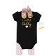 Hudson Baby Infant Girl Cotton Bodysuit, Pant and Shoe Set, Girl Daddy