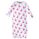 Hudson Baby Infant Girl Cotton Gowns, Bright Flamingo, Preemie and Newborn