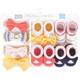 Hudson Baby Infant Girl Headband and Socks Giftset, Coral Stripe, One Size