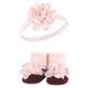 Hudson Baby Infant Girl Headband and Socks Giftset, Pink Burgundy, One Size