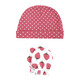 Hudson Baby Infant Girl Cotton Cap and Scratch Mitten Set, Strawberry, 0-6 Months