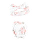 Hudson Baby Infant Girl Cotton Headband and Scratch Mitten Set, Pink Gray Floral 8-Piece, 0-6 Months