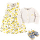 Hudson Baby Cotton Dress, Cardigan and Shoe Set, Lemon