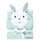 Hudson Baby Cotton Animal Face Hooded Towel, Mint Bunny