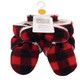 Hudson Baby Cozy Fleece and Sherpa Booties, Black Red Plaid