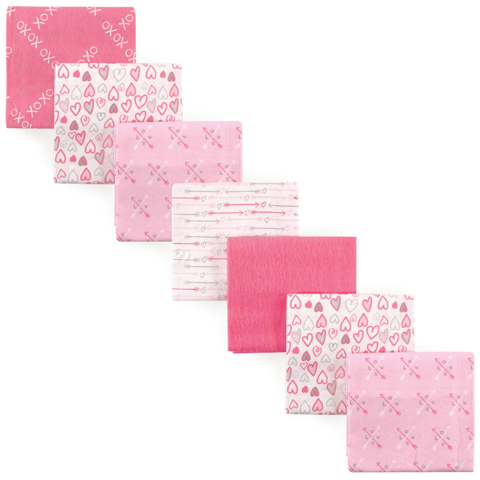 Luvable Friends Flannel Receiving Blanket, 7Pack, Love Baby and