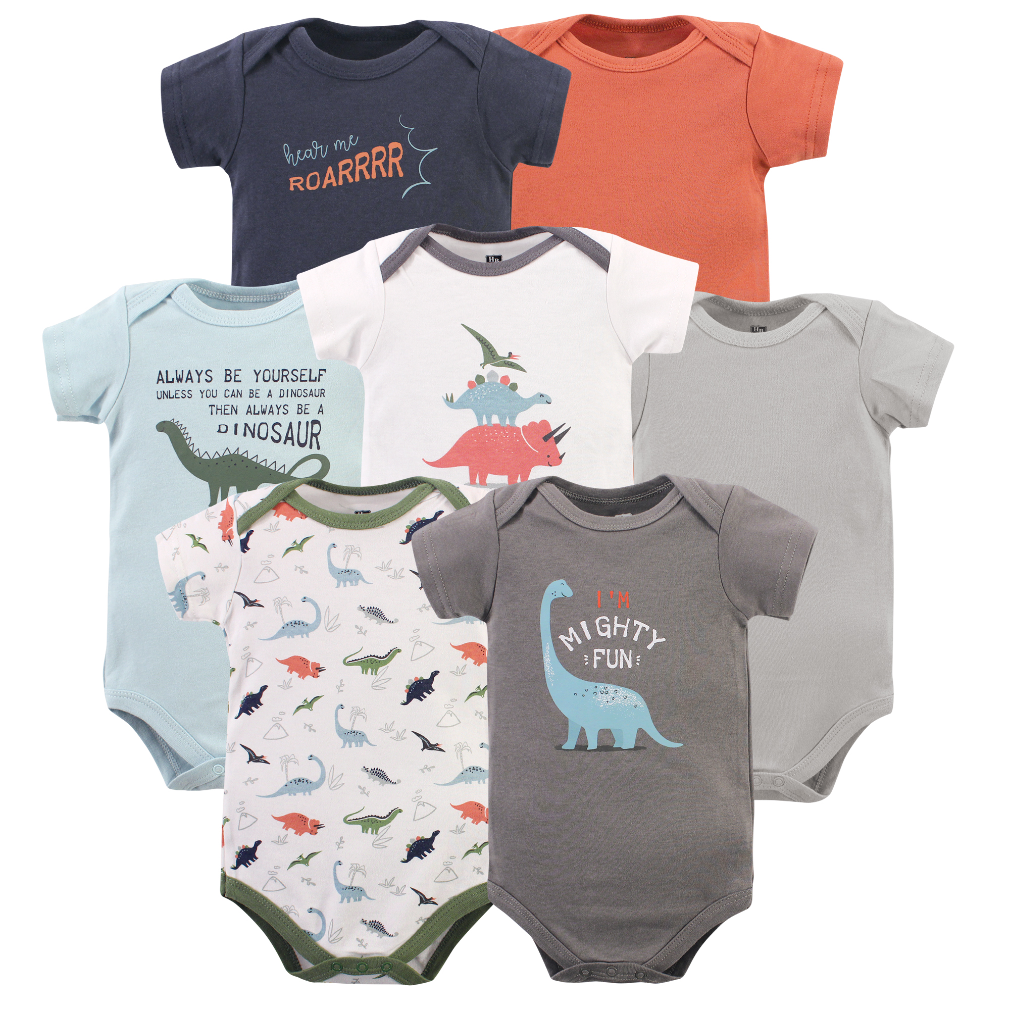 Hudson Baby Cotton Bodysuits, Mighty Fun Dino - Hudson Childrenswear