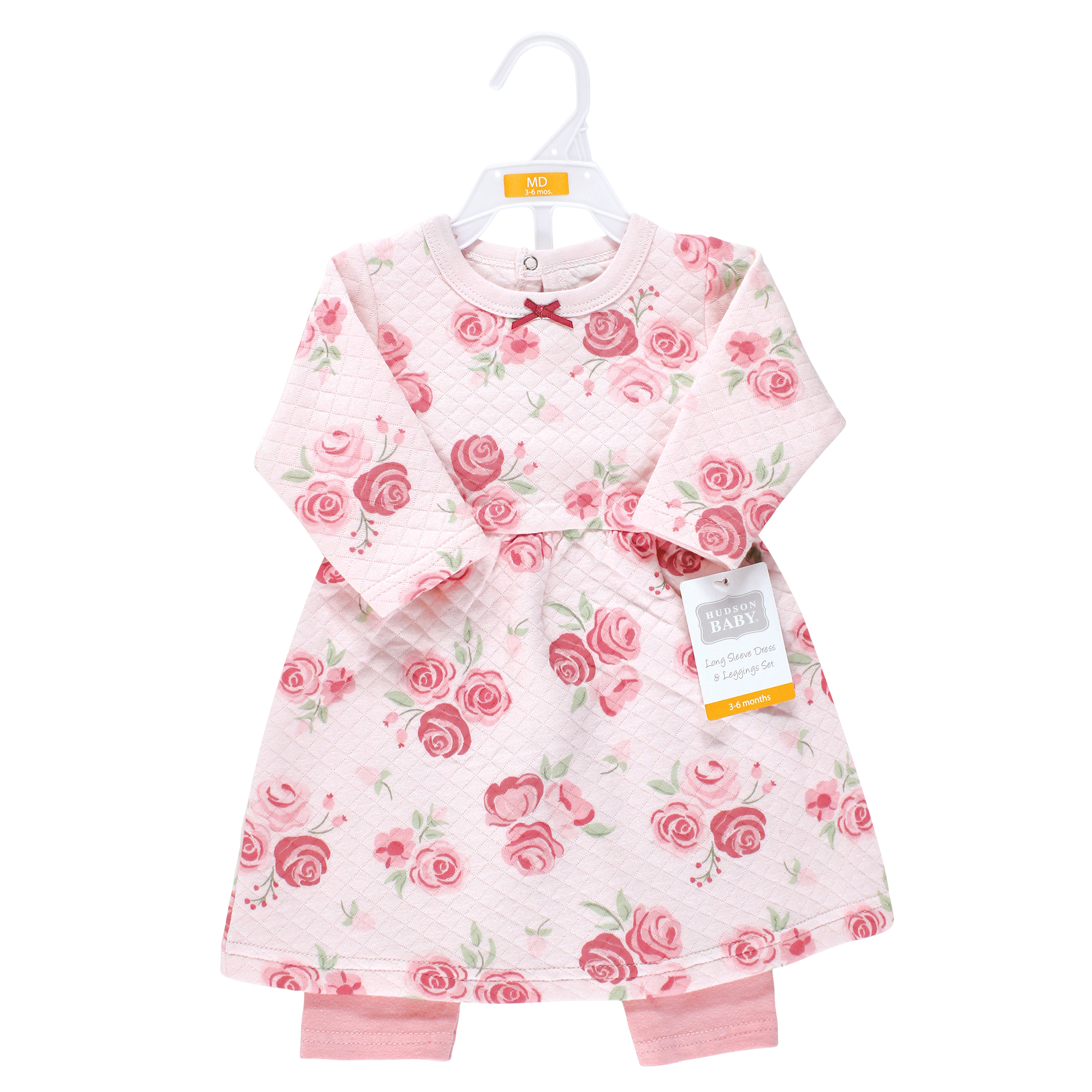 Hudson Baby Quilted Cotton Dress and Leggings, Blush Rose - Hudson  Childrenswear