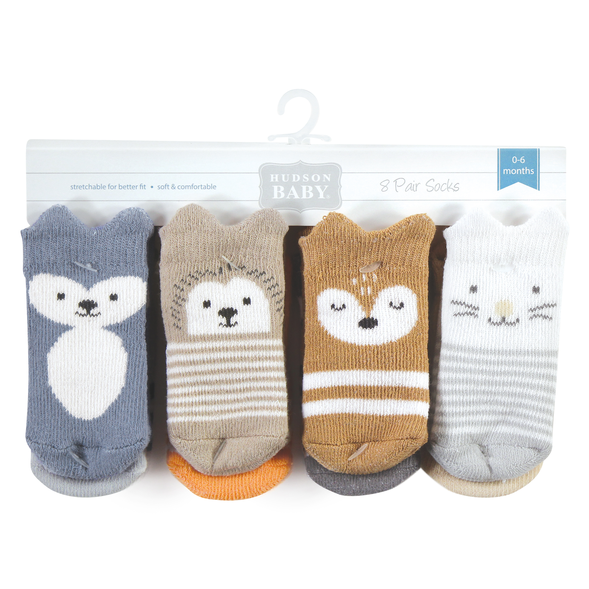 Hudson Baby Infant Boy Cotton Rich Newborn and Terry Socks, Boy Woodland,  0-3 Months