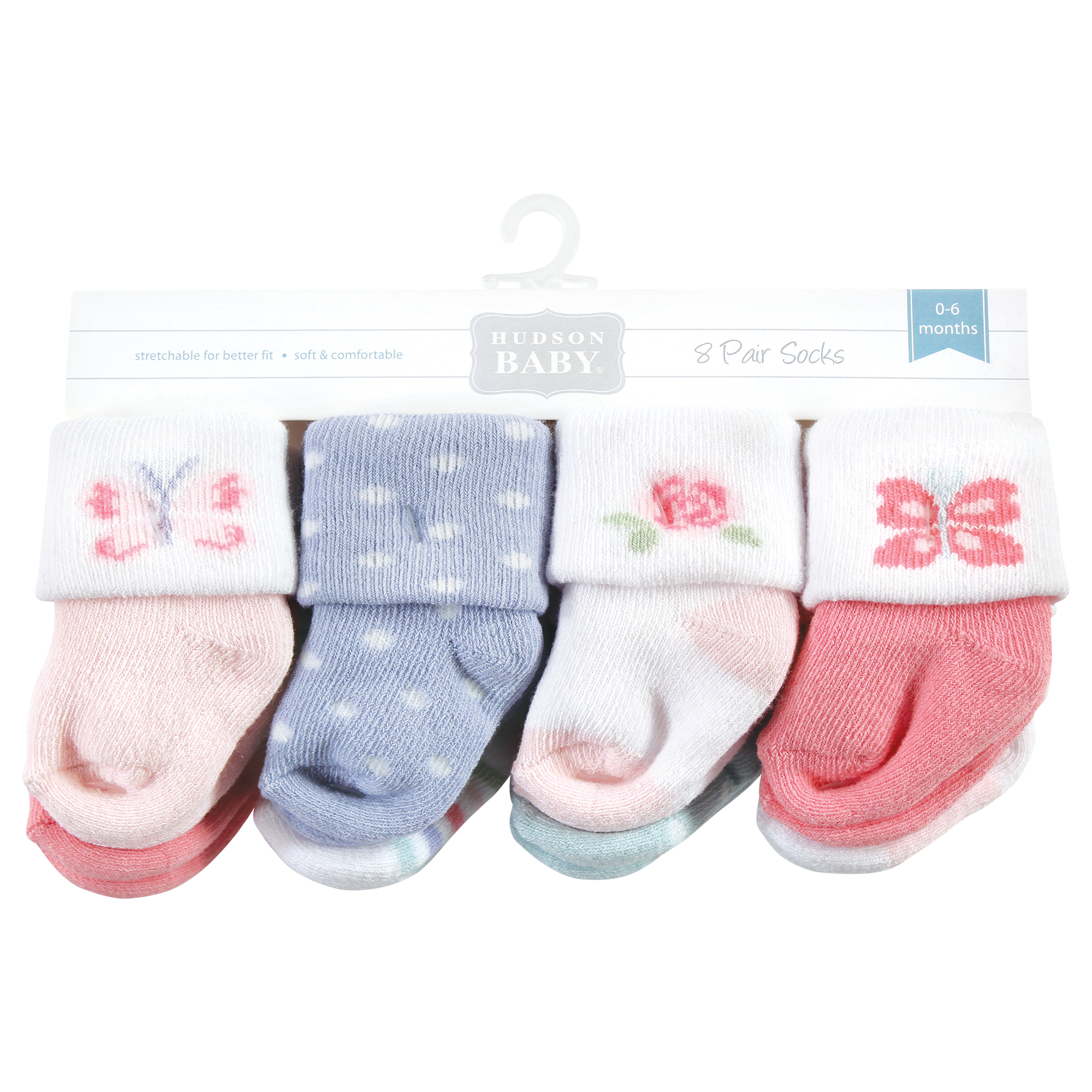 Hudson Baby Infant Girls Cotton Rich Newborn and Terry Socks, Pastel