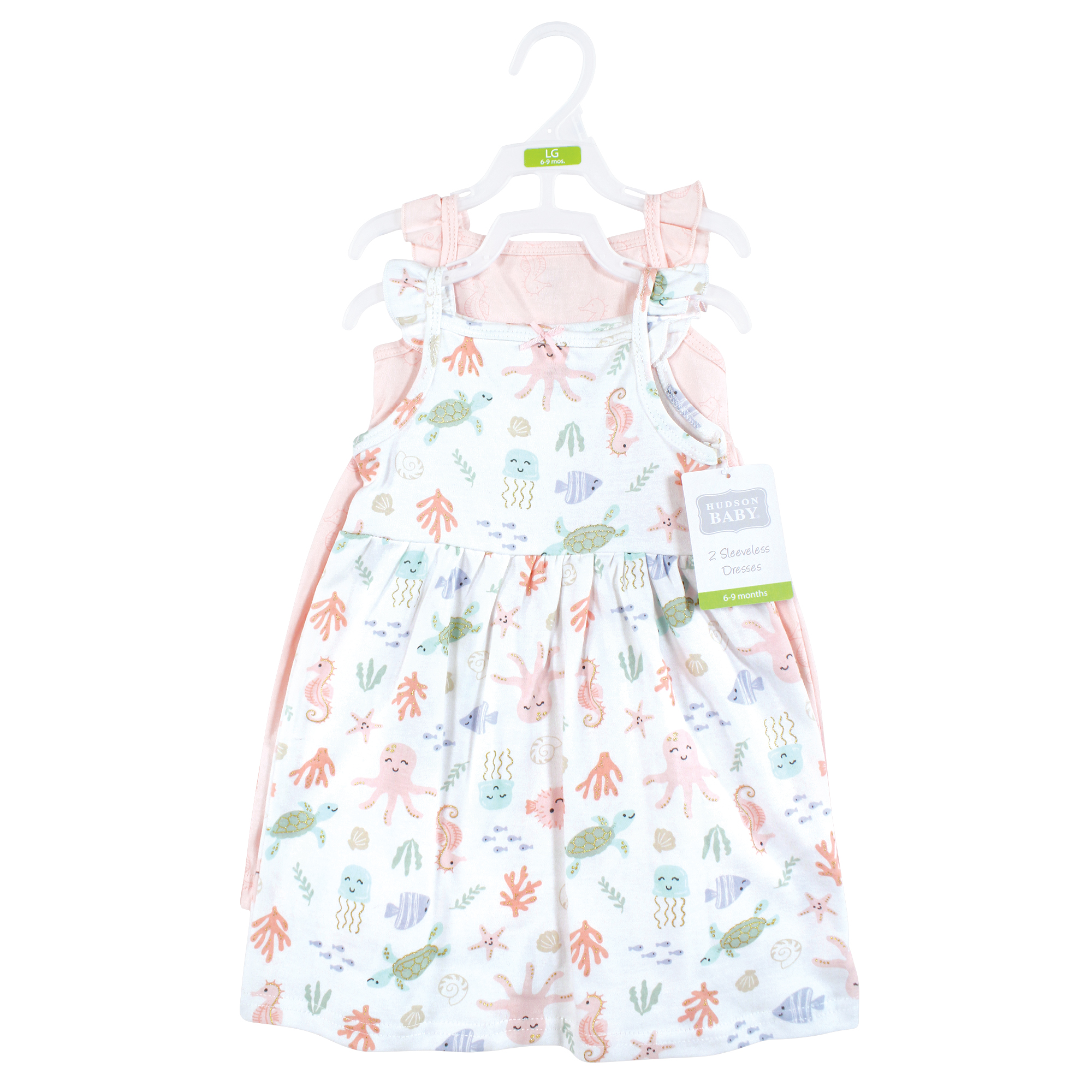 Hudson Baby Infant and Toddler Girl Cotton Dresses, Pastel Sea Hudson