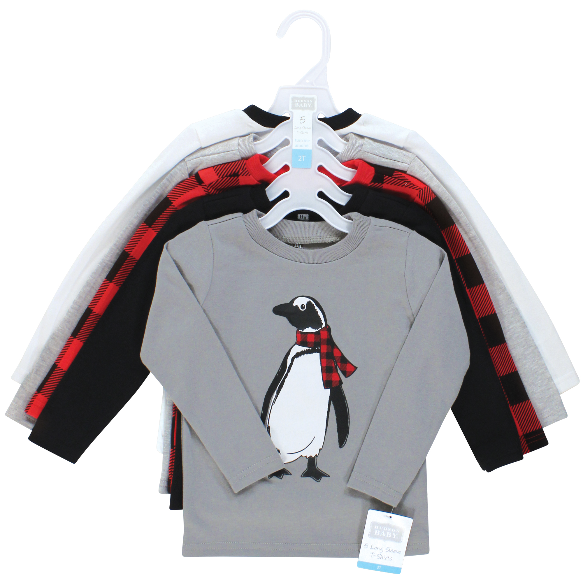 Hudson Baby Infant and Toddler Boy Long Sleeve T-Shirts, Winter Penguin  Moose - Hudson Childrenswear