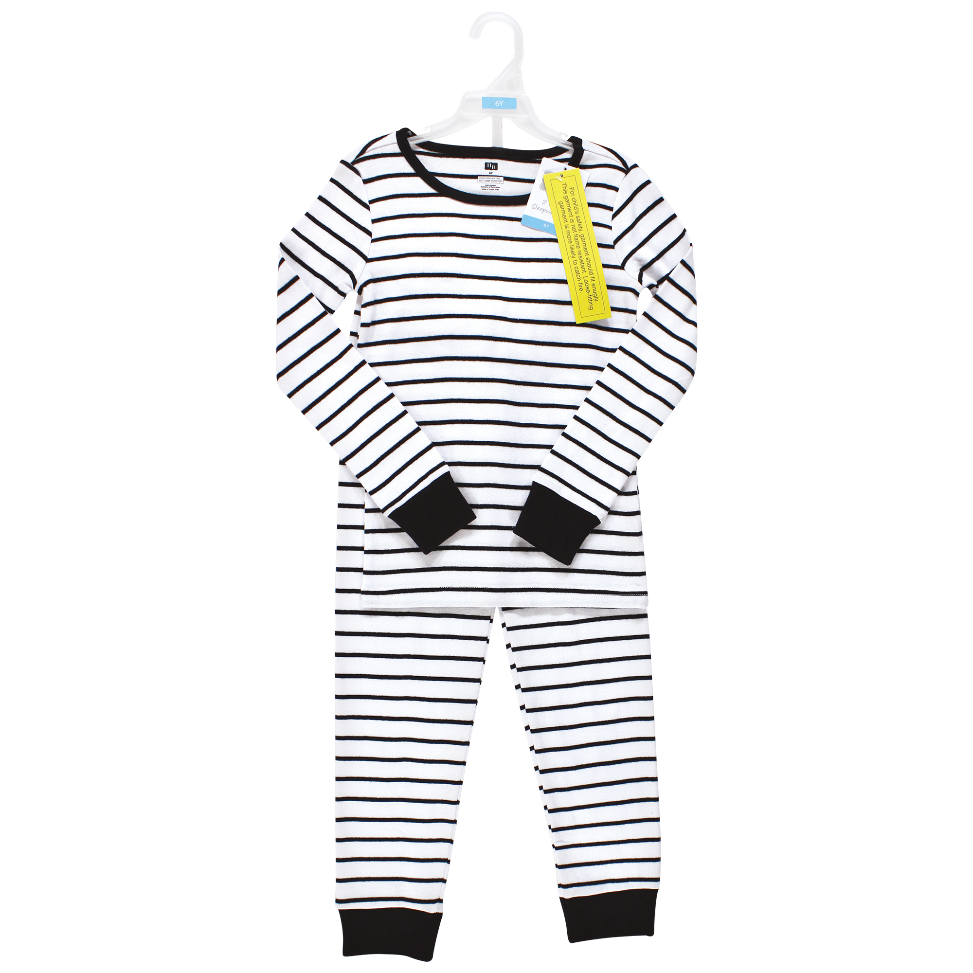 Hudson Baby Cotton Pajama Set, White Black Stripe
