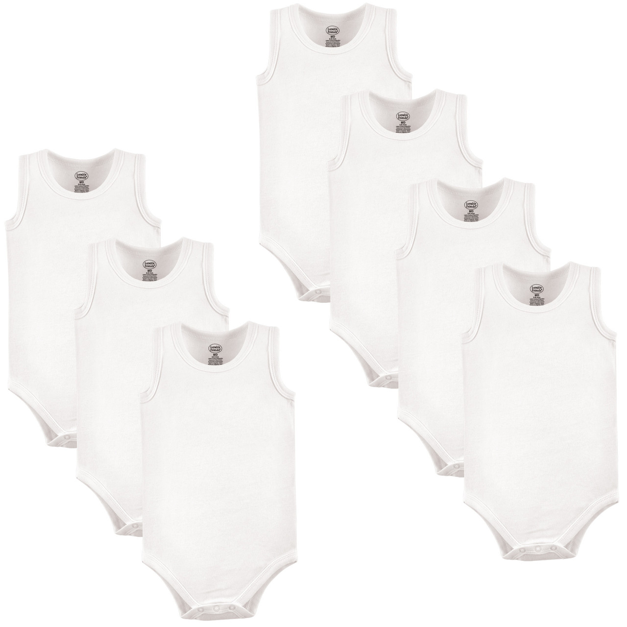 THREE-PACK OF SLEEVELESS BODYSUITS - White