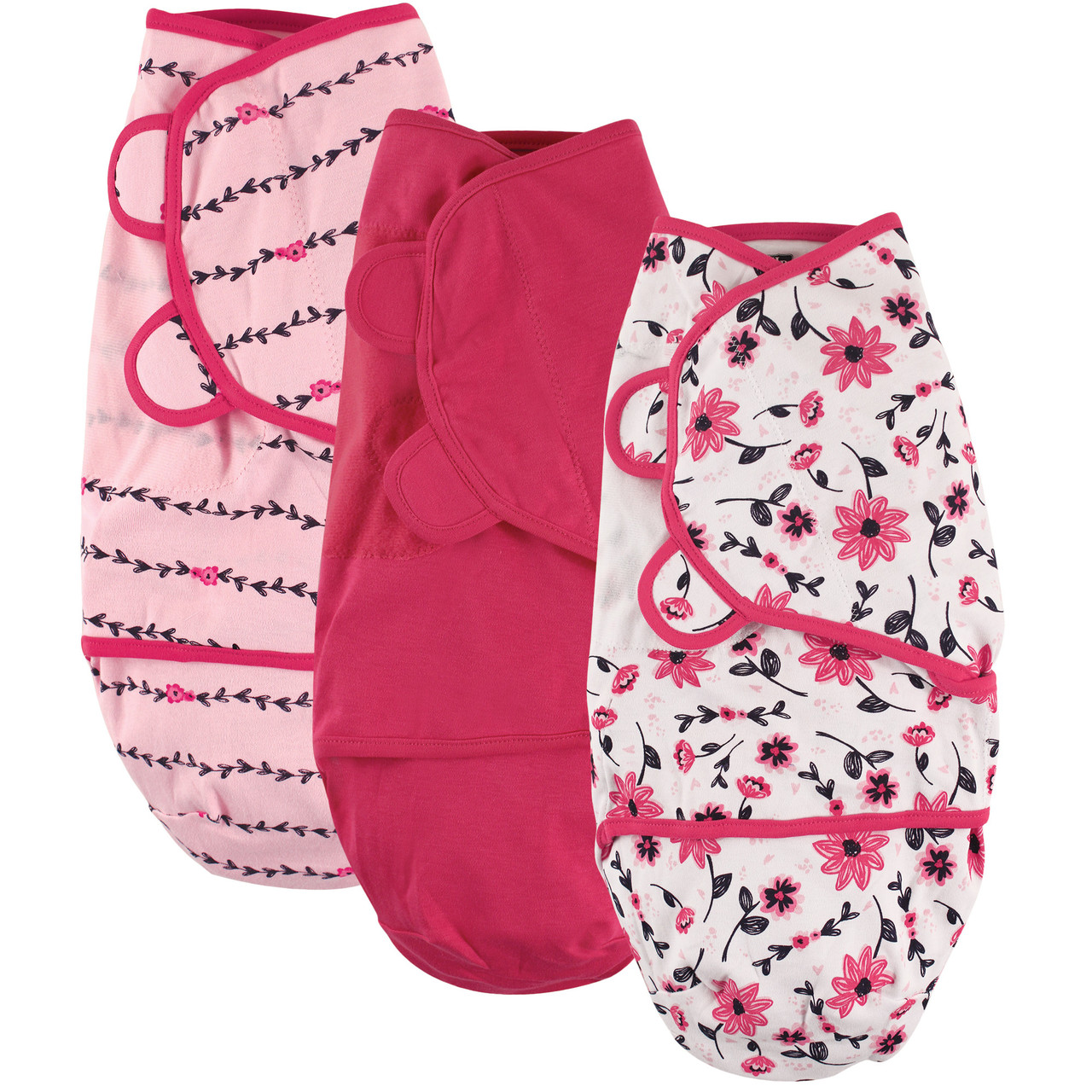 Hudson Baby Swaddle Wrap, 3Pack, Flowers Baby and Toddler Clothes
