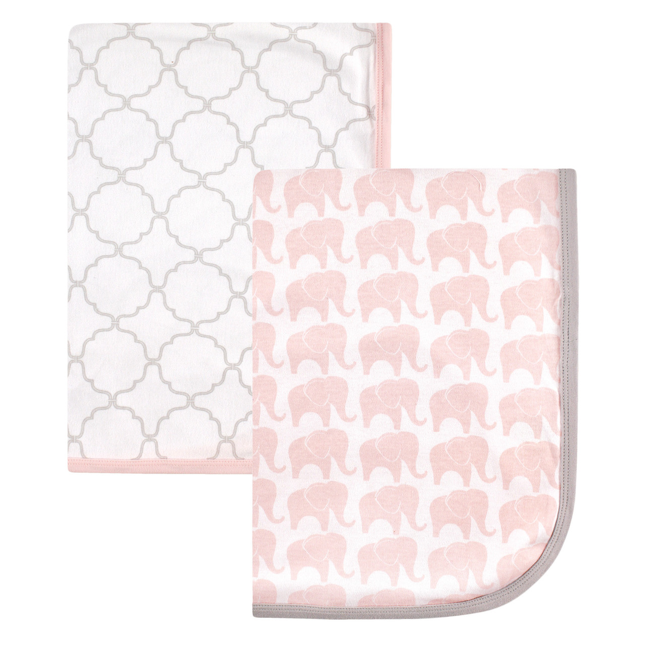 Hudson Baby Swaddle Blanket, 2Pack, Girl Elephant Baby and Toddler