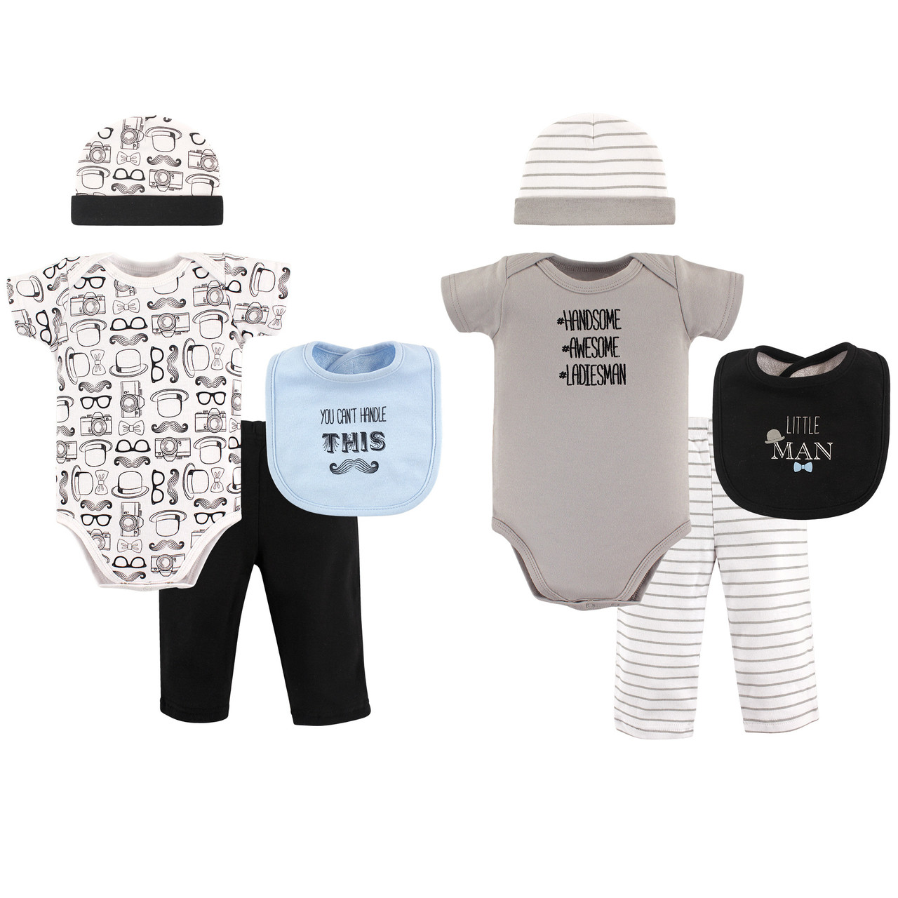 Hudson Baby Grow With Me Clothing Gift Set 8 Piece Mustache