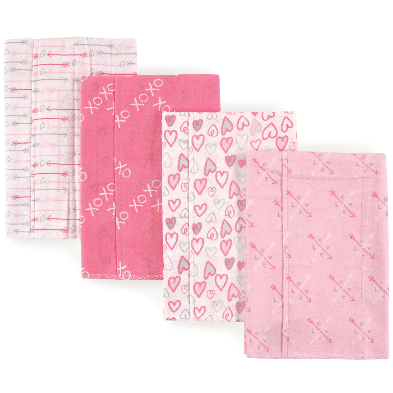 Luvable Friends Flannel Burp Cloth 4 Pack Love Baby And