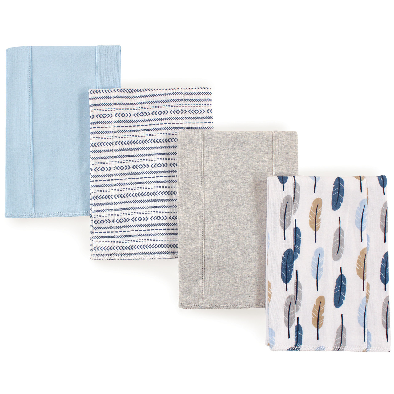 Touched By Nature Organic Cotton Burp Cloths, 4Pack, Blue Feathers Baby and Toddler Clothes