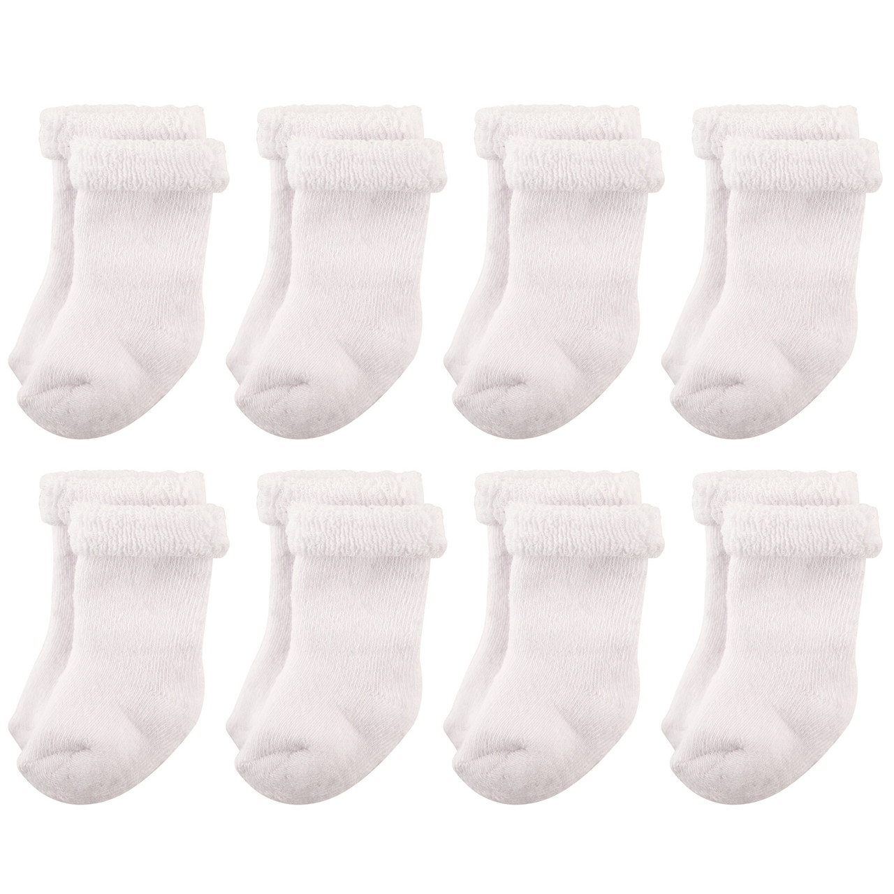 Hudson Baby Rolled Cuff Crew Socks, 8-Pack, White | Baby and Toddler ...