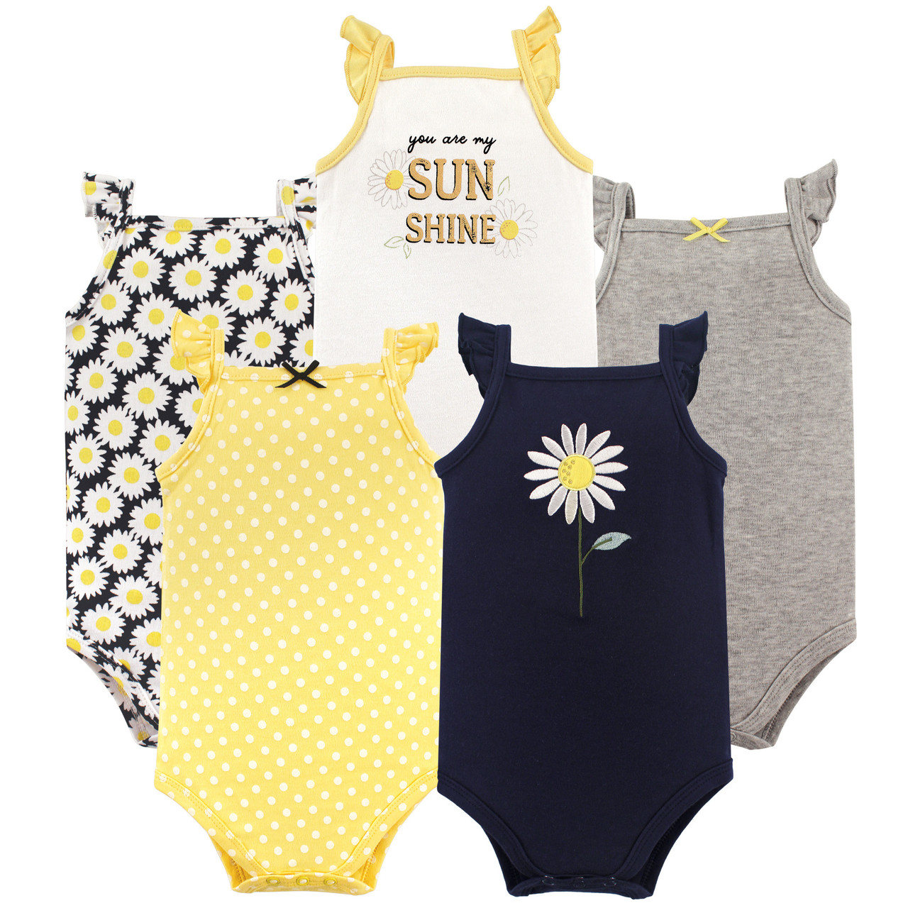 Hudson Baby Girl Sleeveless Bodysuits 5-Pack Basic Dot/Floral 