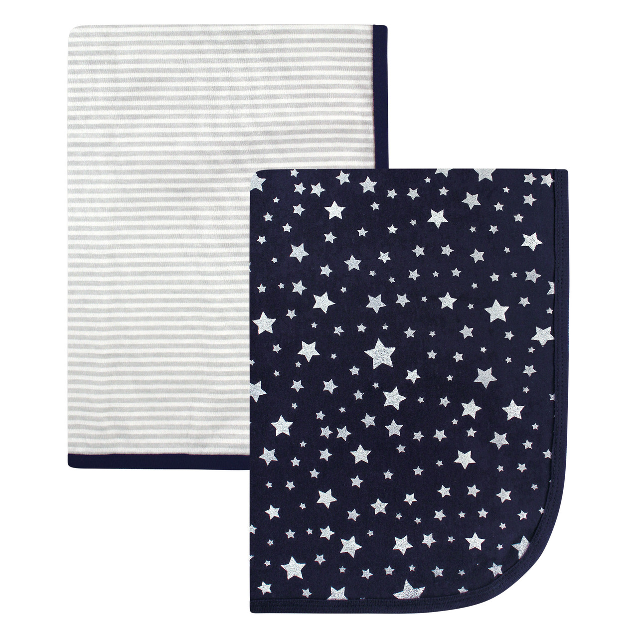 Hudson Baby Swaddle Blanket, 2Pack, Silver Star Baby and Toddler