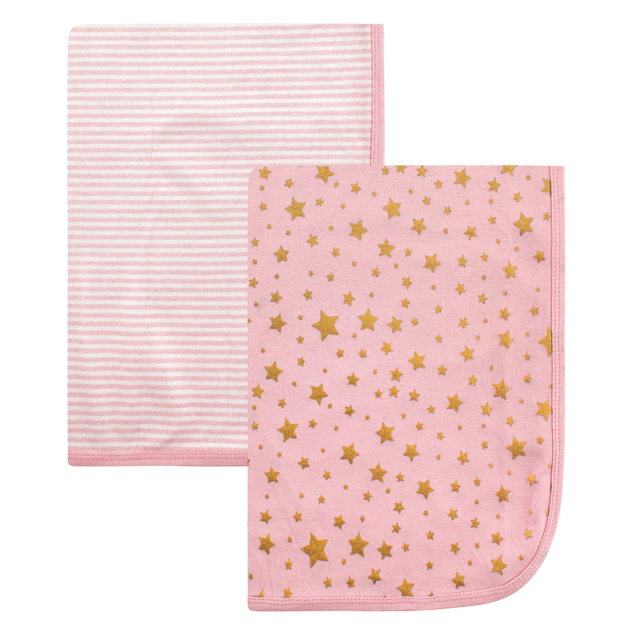 Hudson Baby Swaddle Blanket, 2Pack, Gold Star Baby and Toddler