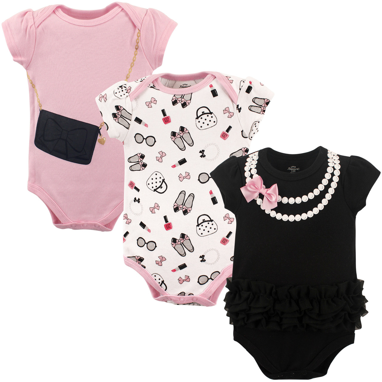 Little Treasure Cotton Bodysuits, 5-Pack, Pearls