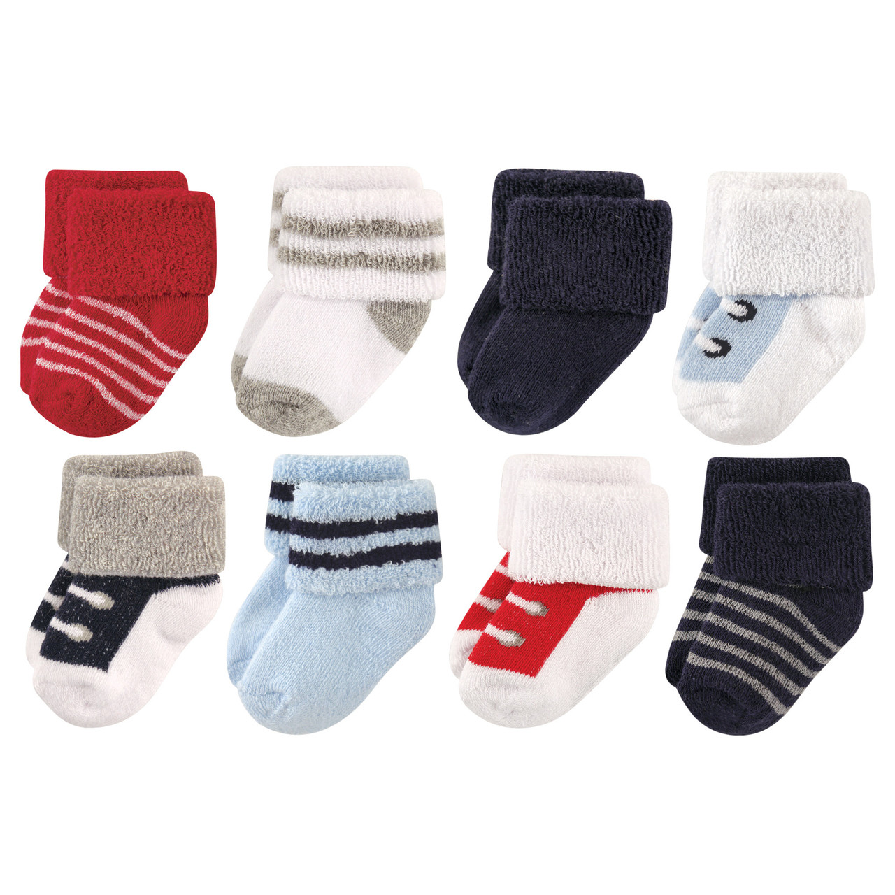 Luvable Friends Baby Basic Socks, 6 Pack, Blue and Gray, 0-6 Months